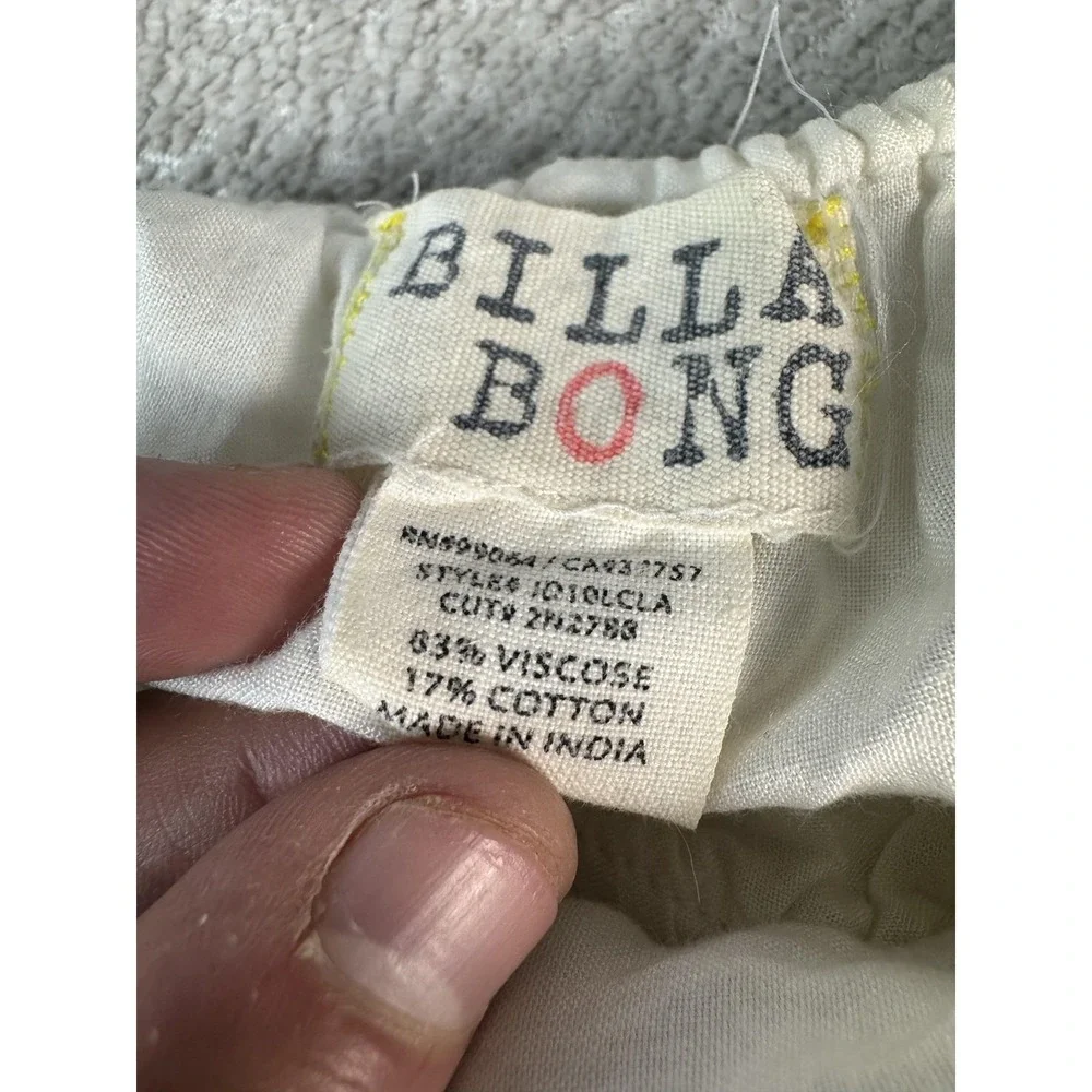Billabong Dress Womens Small White Strapless Floral Embroidered Boho Summer Mini